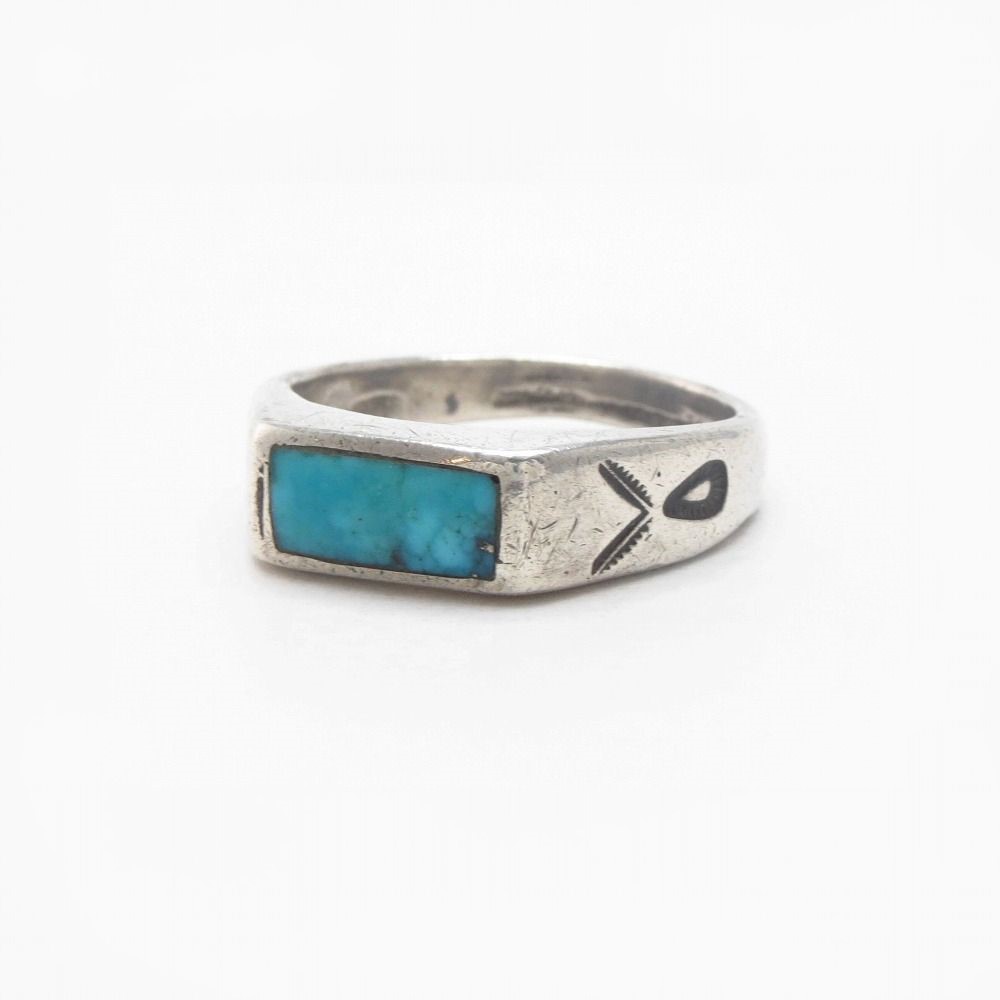 Vintage Zuni or Navajo Turquoise Inlay Men's Ring  c.1940～