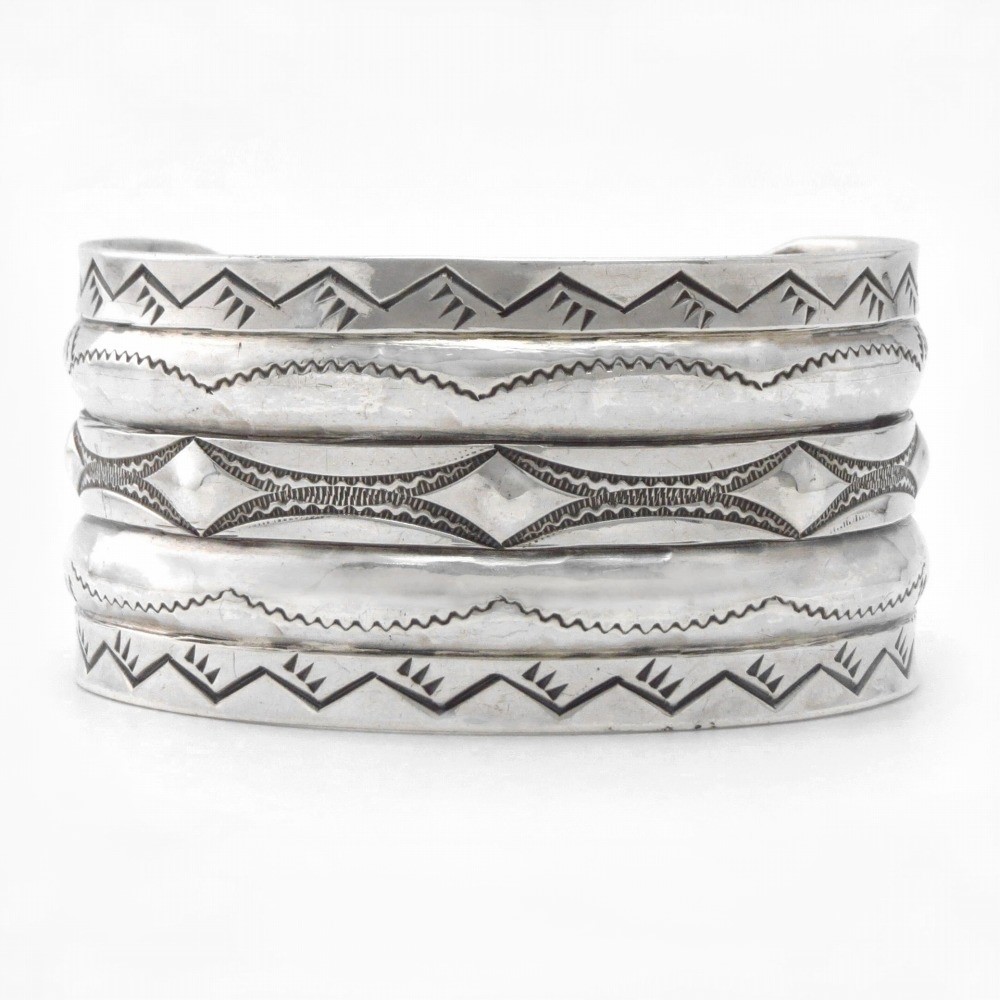 【Fred Peshlakai】Stamped & Double Reposed Wide Cuff c.1950~