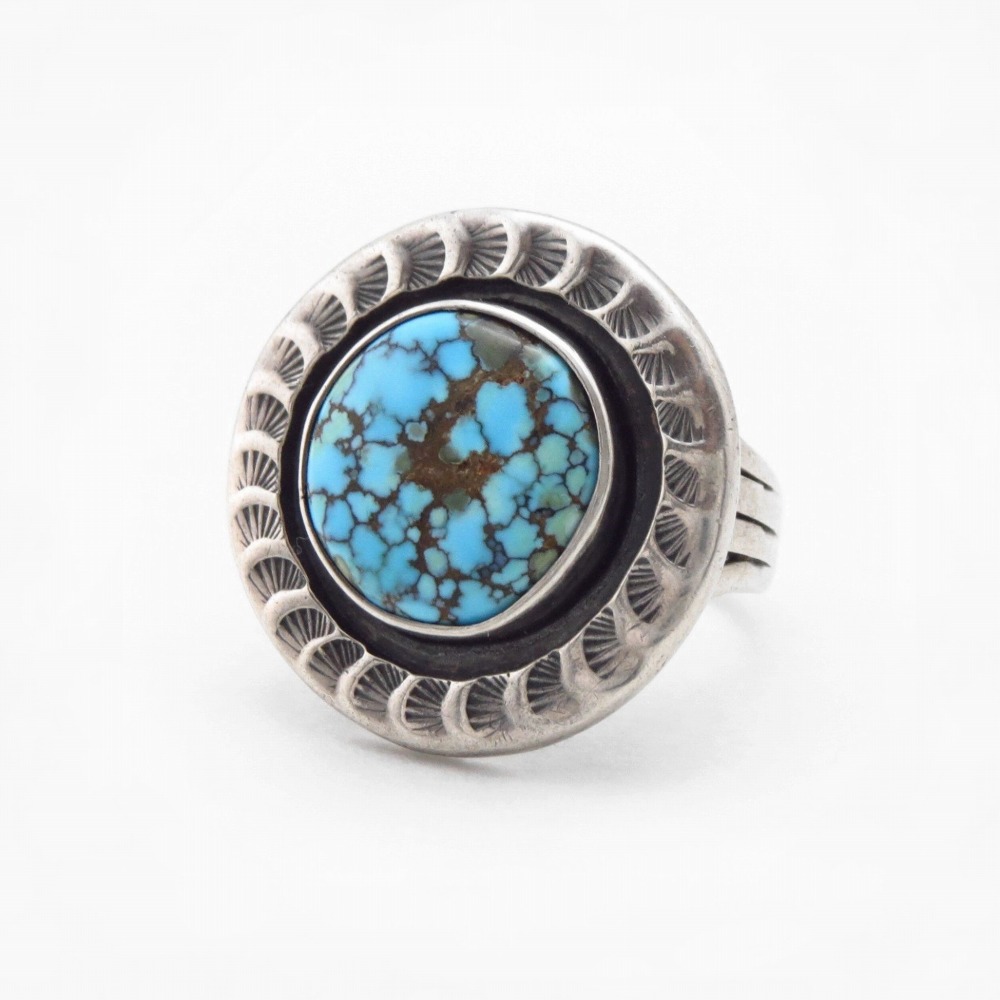 Antique Navajo Gem No.8 Turquoise Ring in Silver c.1935~
