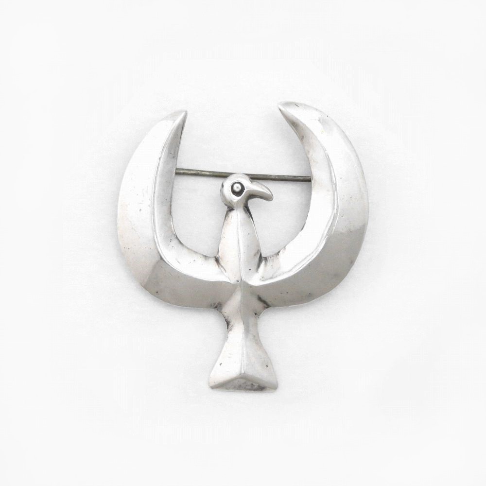 Vintage Navajo Casted Silver T-bird Shape Pin Brooch c.1945~