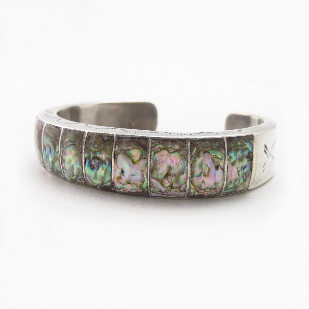 Vintage Zuni Avalon Shell Inlay Domed Cuff Bracelet c.1955~