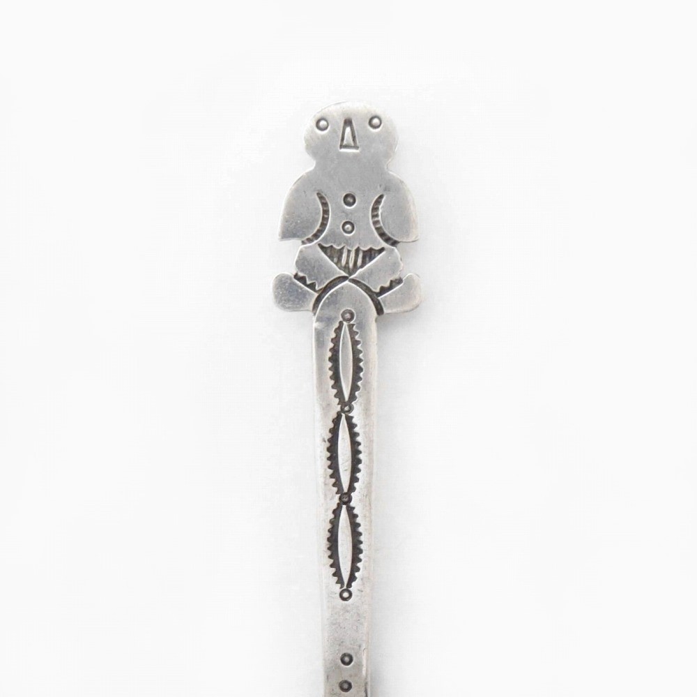 【UITA3】Vtg Navajo Spoon w/Snowman Pin Brooch c.1940~